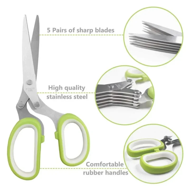 Five Blade Stainless Steel Herb Scissors