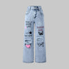 Snow Wash Wide Leg Jeans