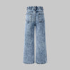Snow Wash Wide Leg Jeans