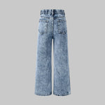 Snow Wash Wide Leg Jeans