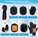 Winter Beanie Scarf and Glove Set