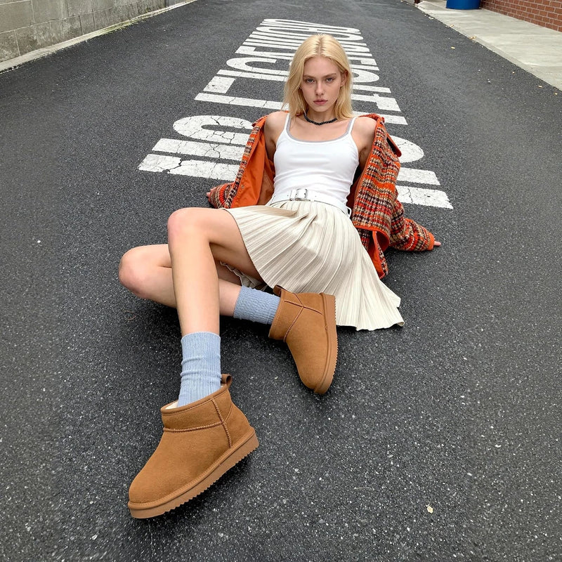 Suede Wool Winter Ankle Boots